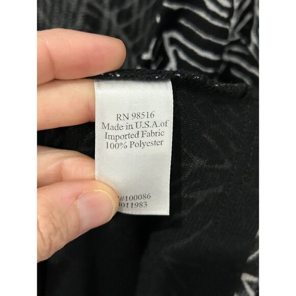 Coldwater Creek Womens Black White Leaf Print Wrap Top Sz Medium - Picture 6 of 9